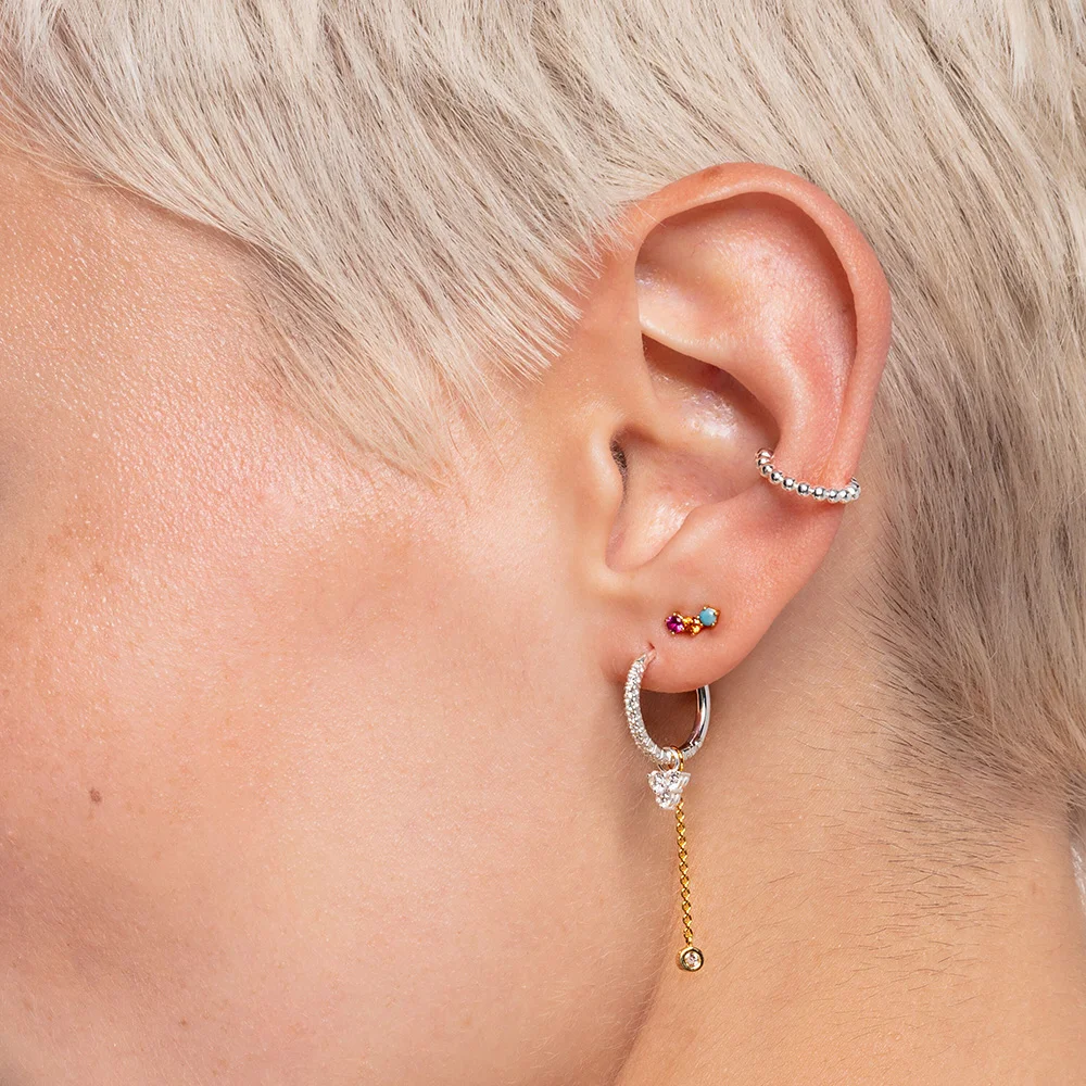 Gold Plated Ear Studs Colourful Stones Europe Bohemia Jewerly For Women New Gift In 925 Sterling Silver
