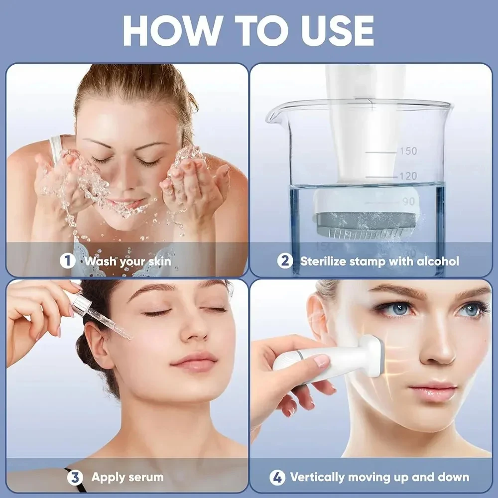 Adjustable Skin Rejuvenation Dermastamp Microneedling Derma Stamp Bio Needle 120Pins Needle length 0.25mm Home Use Beauty Tool