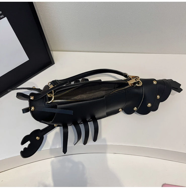 PU Zipper Commuting Crossbody Bags Lobster Shape Niche 2025 High Quality Ladies Bags Solid Color Rivet Fashion Shoulder Bags