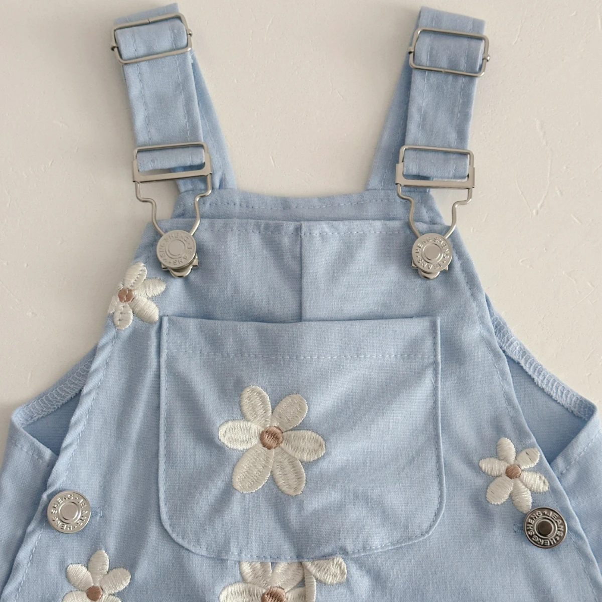 Summer Hot Baby Suspender Pants Sleeveless Flower Embroidery Loose Overalls Romper Girls Jumpsuits Boys Clothes with Pockets