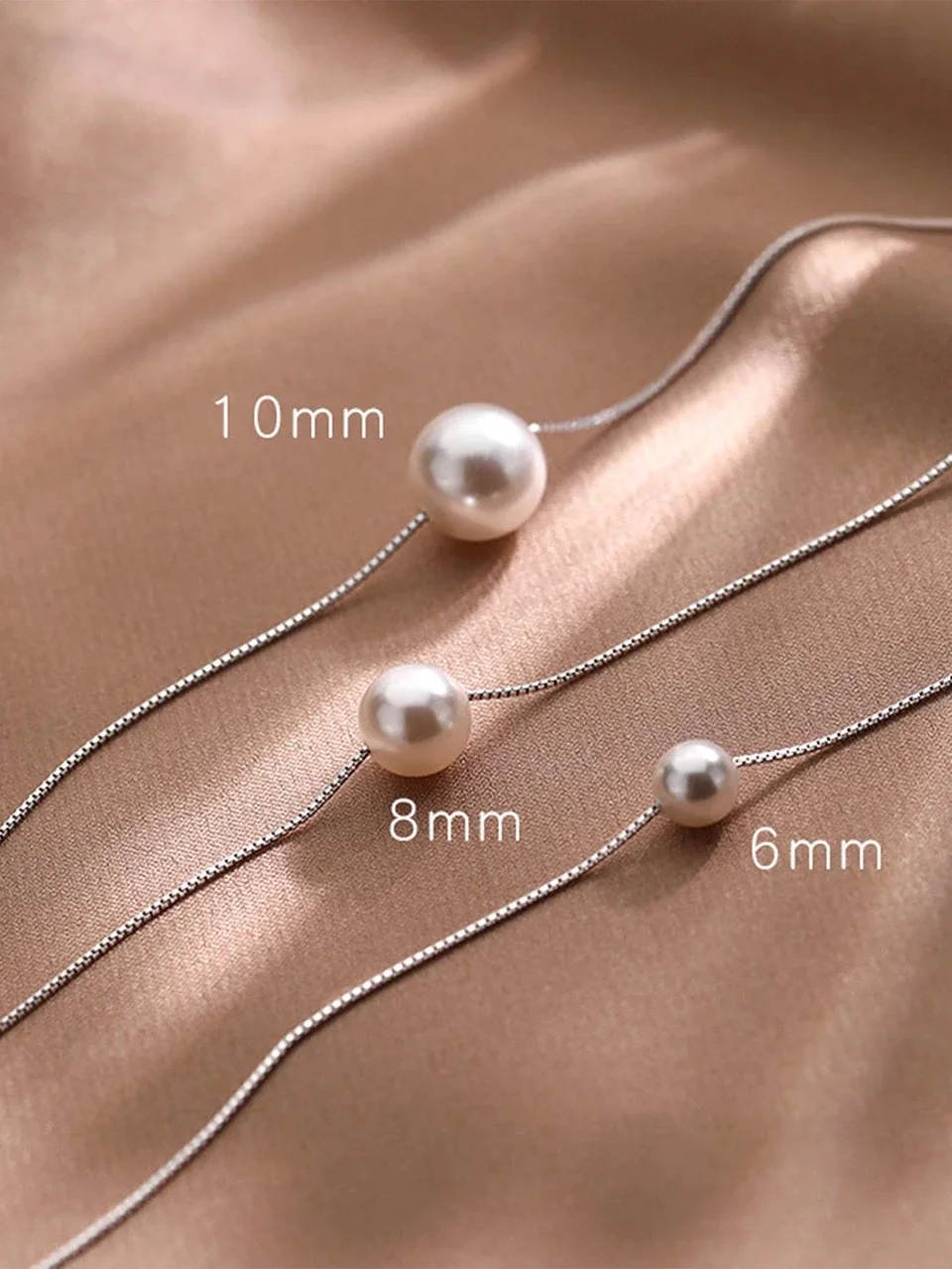 925 Sterling Silver Luxury Fashion White 6MM 8MM 10MM Mother of Pearl Pendant Necklace for Women Wedding Jewelry Accessories
