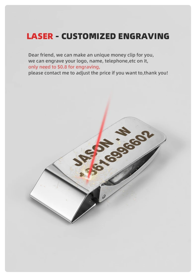 6 styles Custom Lettering Quality Money Clip Wallet For Men Stainless Steel Metal Money Clip Simple Dollar Cash Clamp Holder