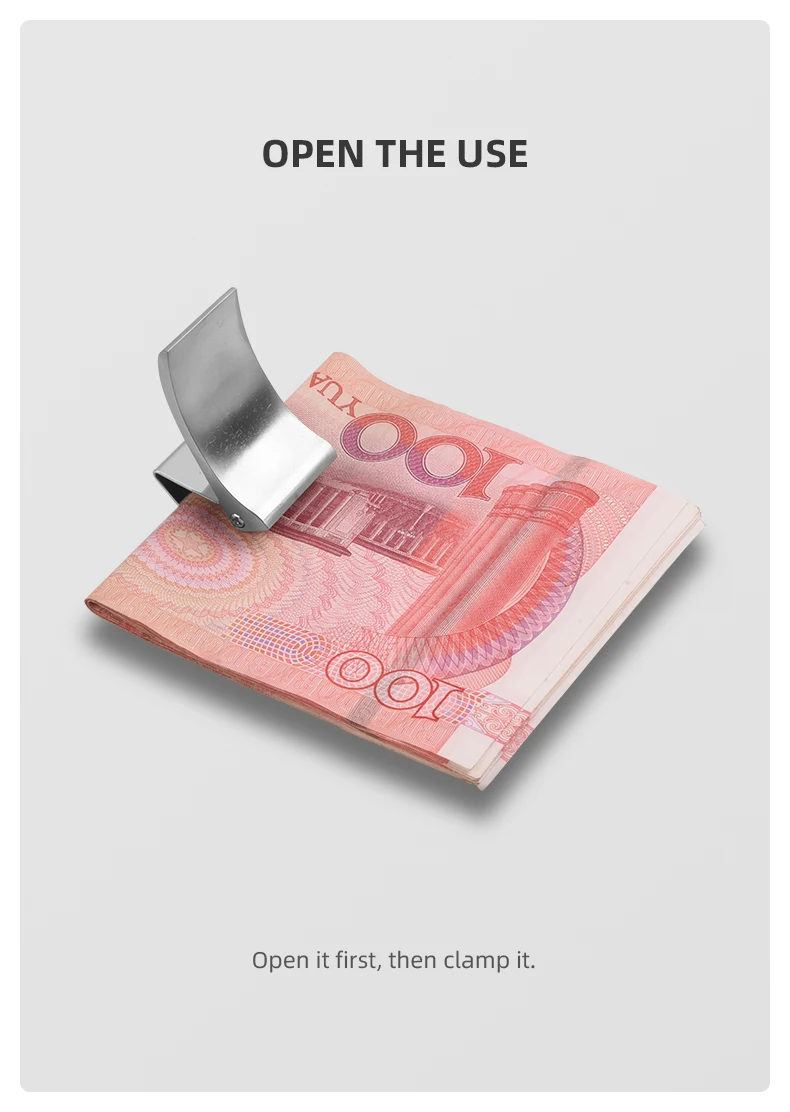 6 styles Custom Lettering Quality Money Clip Wallet For Men Stainless Steel Metal Money Clip Simple Dollar Cash Clamp Holder