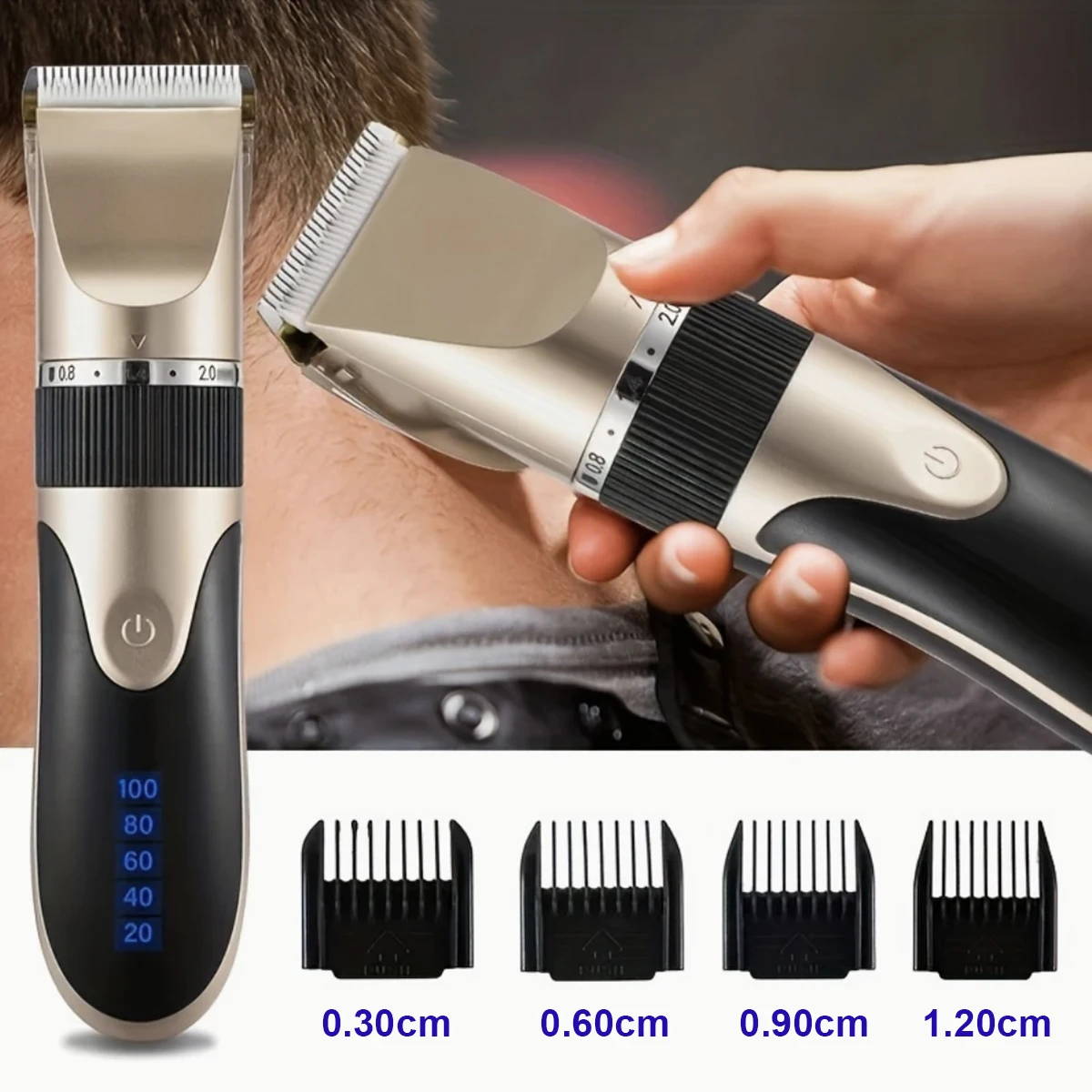 Hair Clipper Trimmer With Comb And 4 Caps,Haircut Blade,Body Hair Sideburns Trimmer Low Noise Rechargeable Hair Cutting Machine