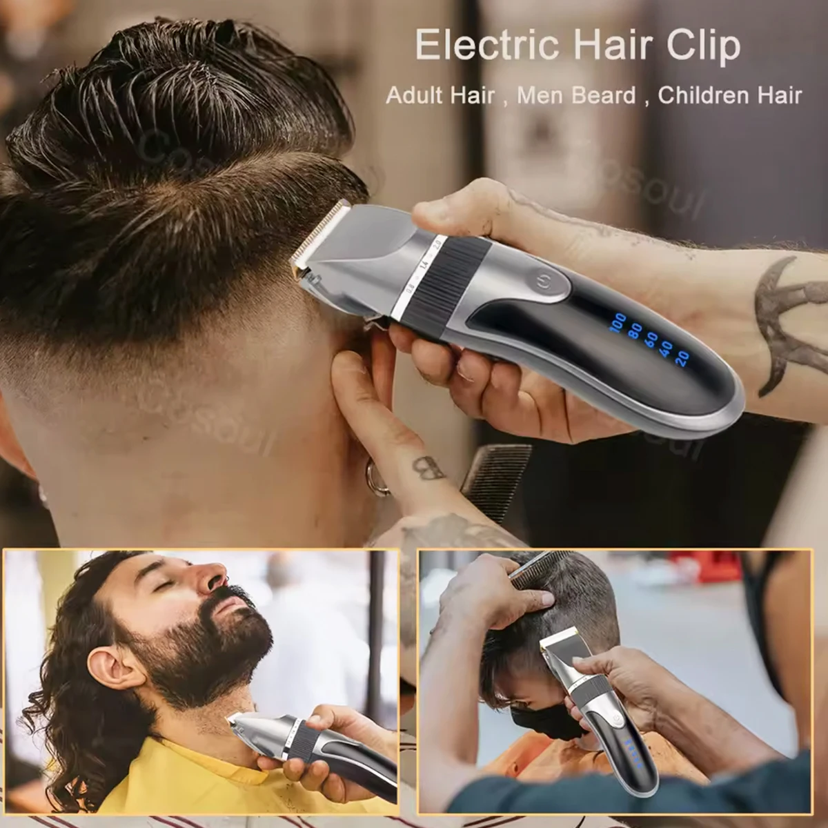 Hair Clipper Trimmer With Comb And 4 Caps,Haircut Blade,Body Hair Sideburns Trimmer Low Noise Rechargeable Hair Cutting Machine