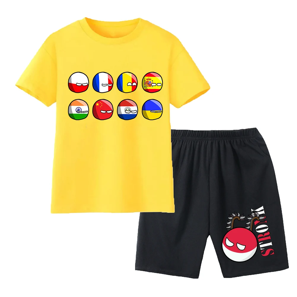 Countryball Polandballs Clothes for Summer Toddler Girls Clothes Children Top Child Tracksuit Boys Suit Child House Clothing