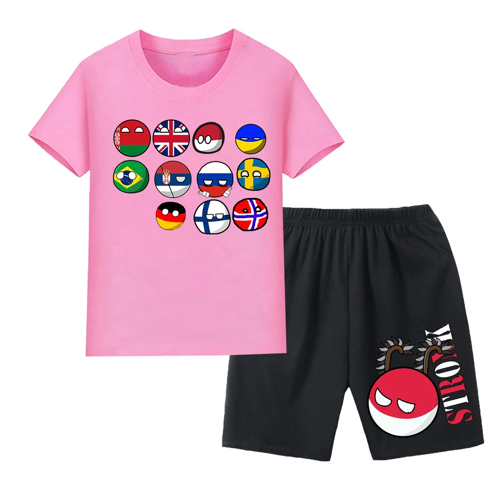Countryball Polandballs Clothes for Summer Toddler Girls Clothes Children Top Child Tracksuit Boys Suit Child House Clothing