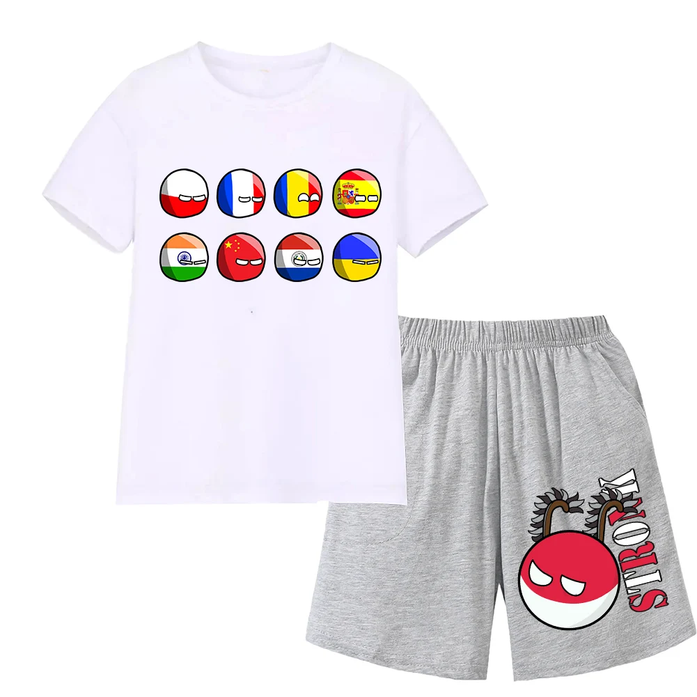 Countryball Polandballs Clothes for Summer Toddler Girls Clothes Children Top Child Tracksuit Boys Suit Child House Clothing