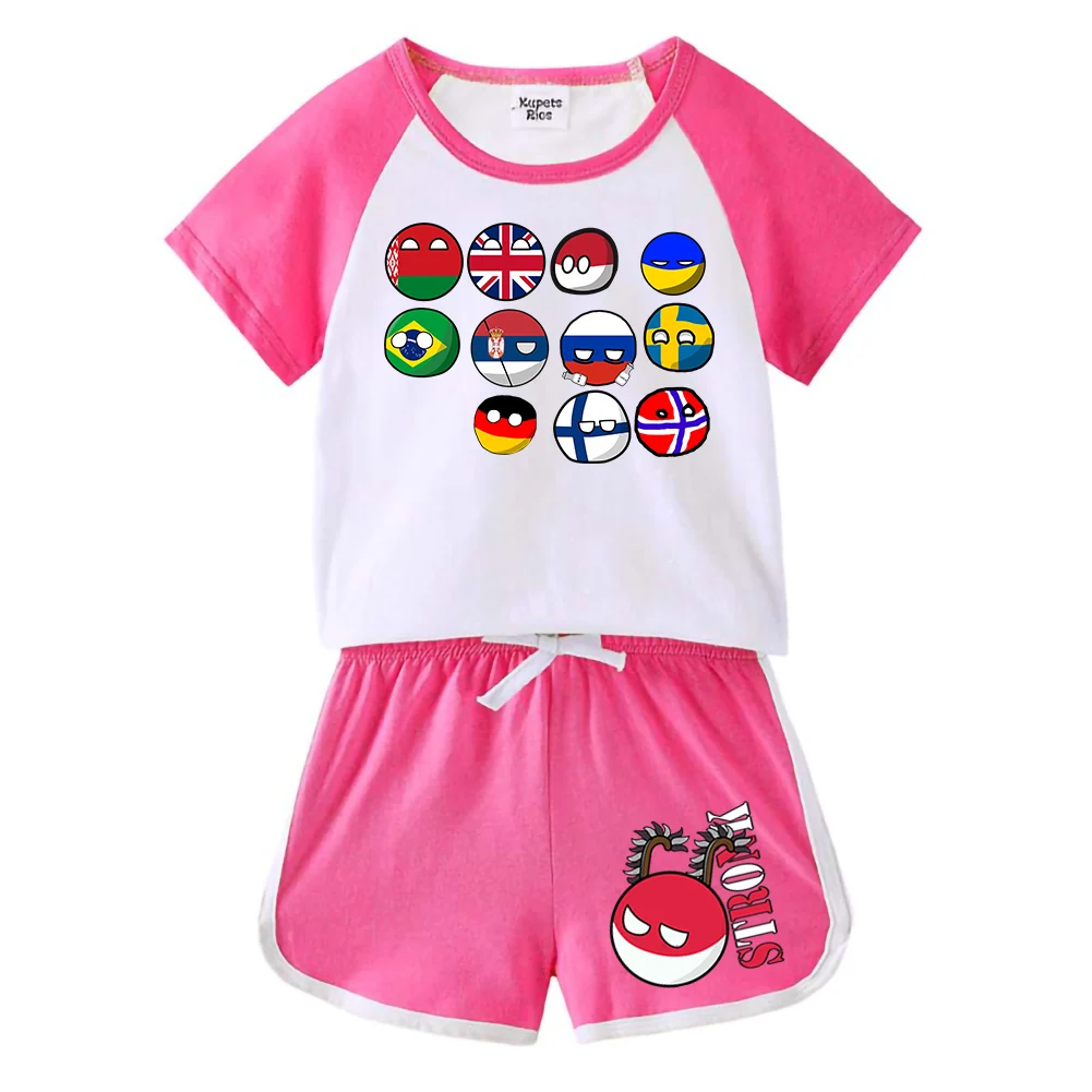 Countryball Polandballs Clothes for Summer Toddler Girls Clothes Children Top Child Tracksuit Boys Suit Child House Clothing