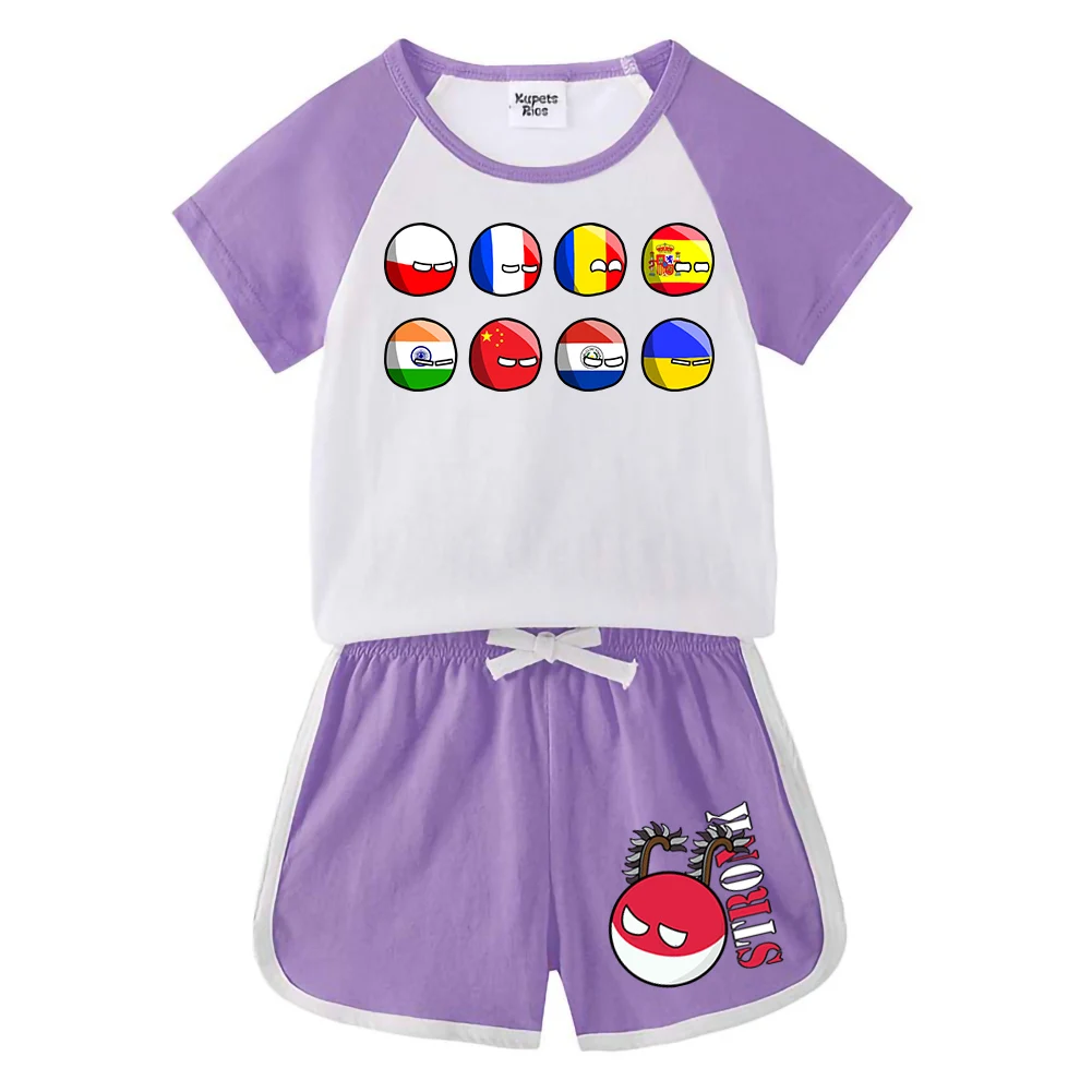 Countryball Polandballs Clothes for Summer Toddler Girls Clothes Children Top Child Tracksuit Boys Suit Child House Clothing