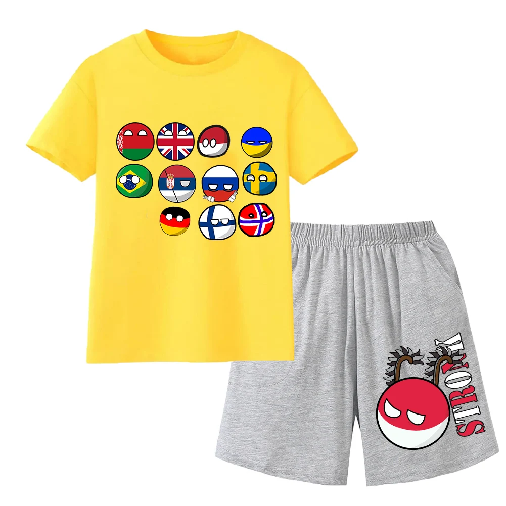 Countryball Polandballs Clothes for Summer Toddler Girls Clothes Children Top Child Tracksuit Boys Suit Child House Clothing