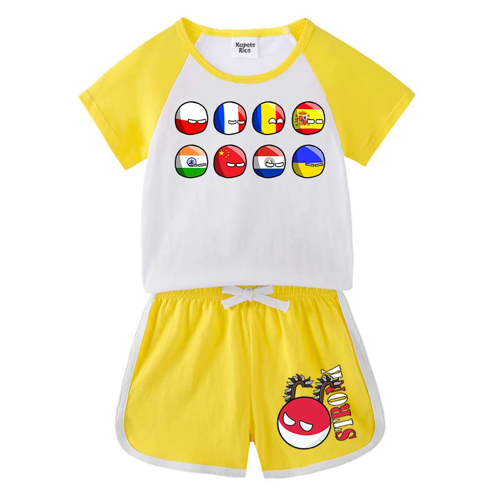 Countryball Polandballs Clothes for Summer Toddler Girls Clothes Children Top Child Tracksuit Boys Suit Child House Clothing