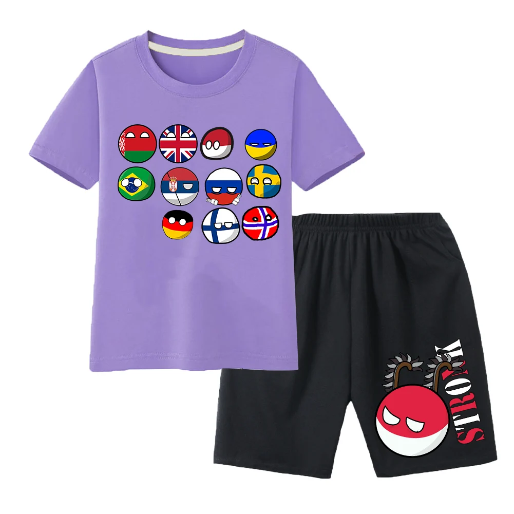Countryball Polandballs Clothes for Summer Toddler Girls Clothes Children Top Child Tracksuit Boys Suit Child House Clothing