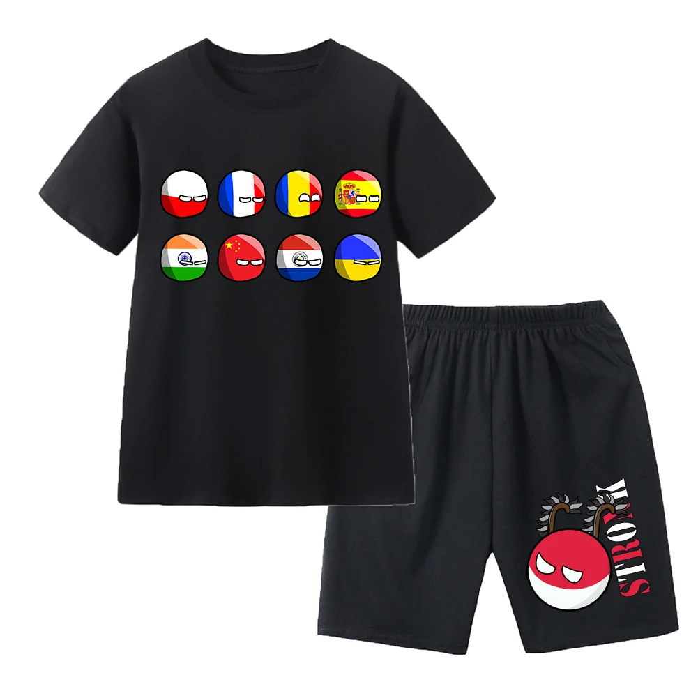 Countryball Polandballs Clothes for Summer Toddler Girls Clothes Children Top Child Tracksuit Boys Suit Child House Clothing