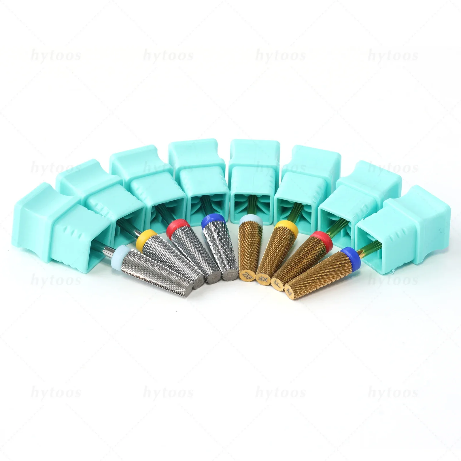 HYTOOS 5 in 1 Nail Drill Bits 16mm Flat Top Tapered Carbide Nail Bit Remove Gel Tool Electric Drills File Manicure Accessories