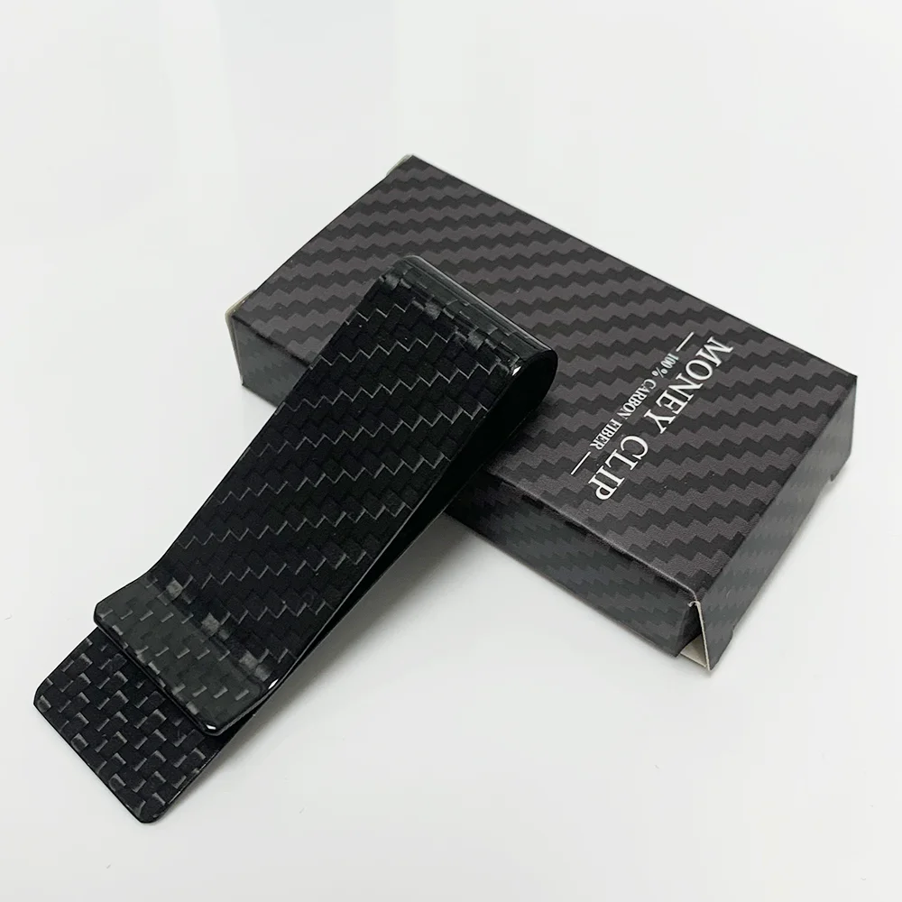 22mm High Quality Real Carbon Fiber Mini Money Clip Durable Slim Credit Card Holder For Men Women