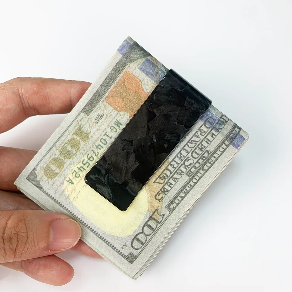 22mm High Quality Real Carbon Fiber Mini Money Clip Durable Slim Credit Card Holder For Men Women