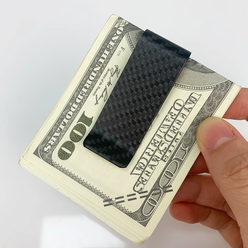 22mm High Quality Real Carbon Fiber Mini Money Clip Durable Slim Credit Card Holder For Men Women