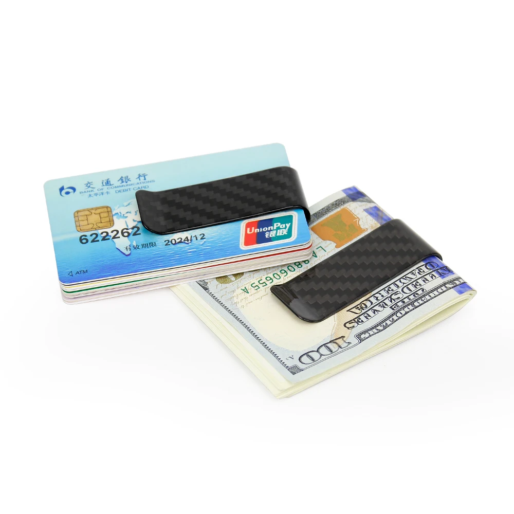 22mm High Quality Real Carbon Fiber Mini Money Clip Durable Slim Credit Card Holder For Men Women