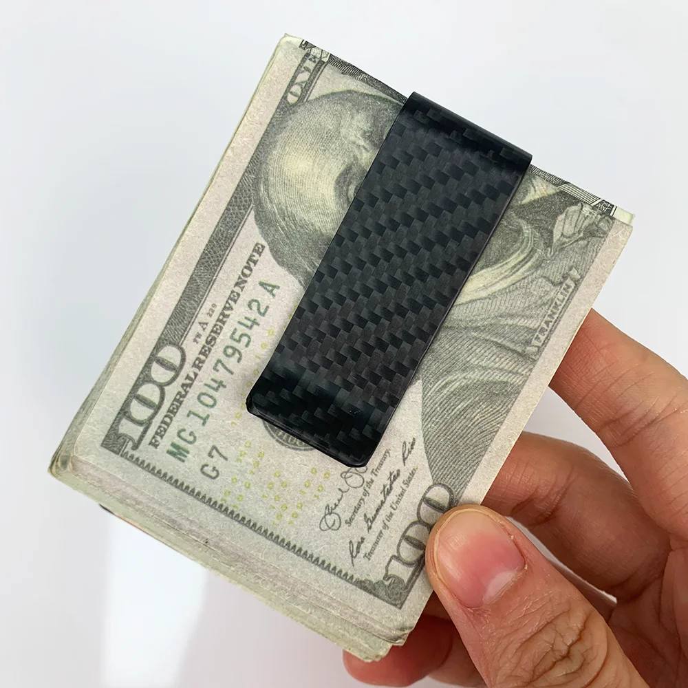 22mm High Quality Real Carbon Fiber Mini Money Clip Durable Slim Credit Card Holder For Men Women