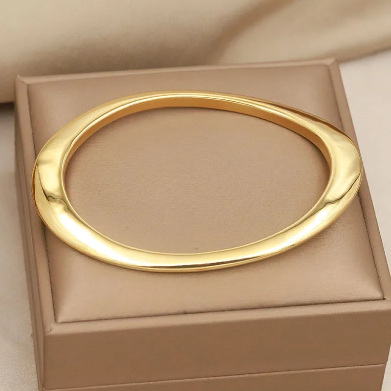 316L Classic Stainless Steel Metal Irregular Bangles for Women Elegant Bangles Rust-proof Bangle Wrist Jewelry