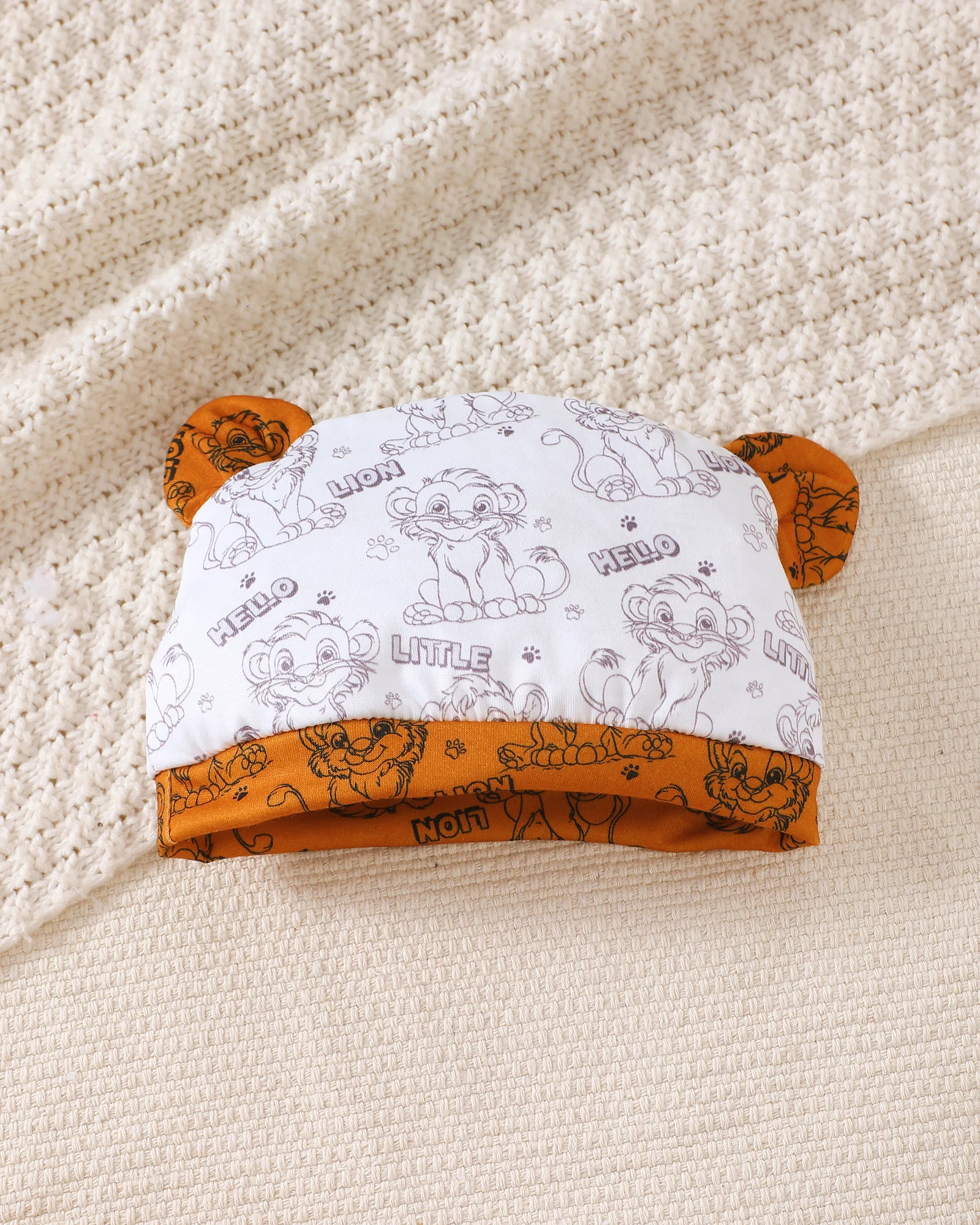 0-18 Month Old Baby Boy Set Cartoon Lion Print Top, Pants, Hat Three Piece Set, Newborn Baby Boy Summer Fashion Set