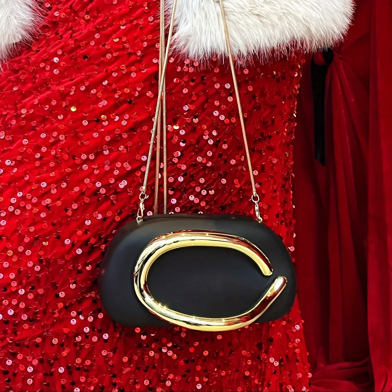 Gold Metal Closure Box Clutch Bag Women Evening Wedding Party Cute Purse Bag Handbag Dark Red Beige 2025 Spring New Fashion Chic
