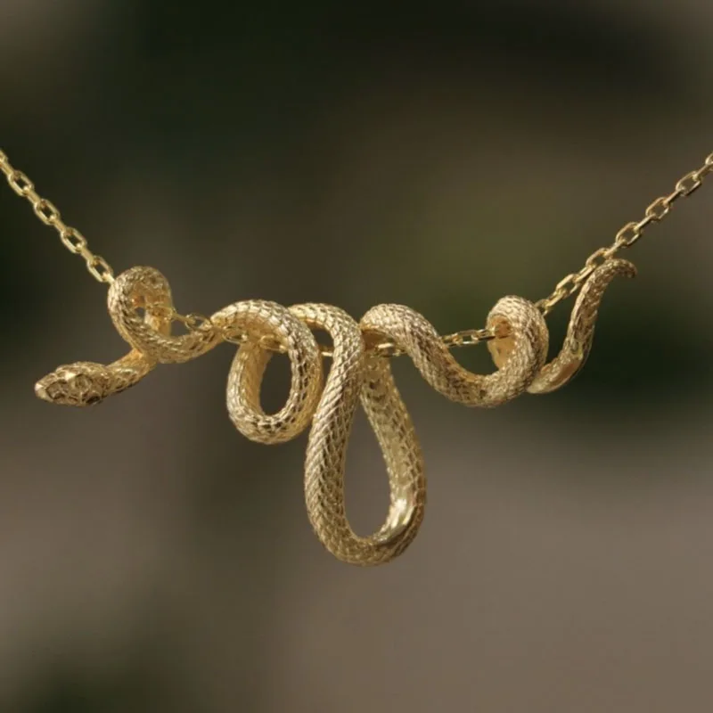 New Punk 925 Snake Pendant Necklace Winding Silver Color Unique Men Women Hiphop Neck Fine Jewelry Statement Snake Choker Gifts
