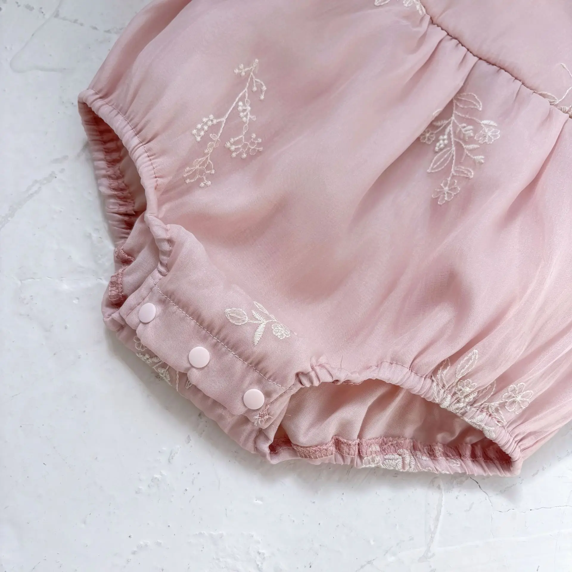 Baby Jumpsuit Summer Girl Baby Embroidered Short Sleeves Rompers Baby Thin Clothes Princess Crawling Clothes