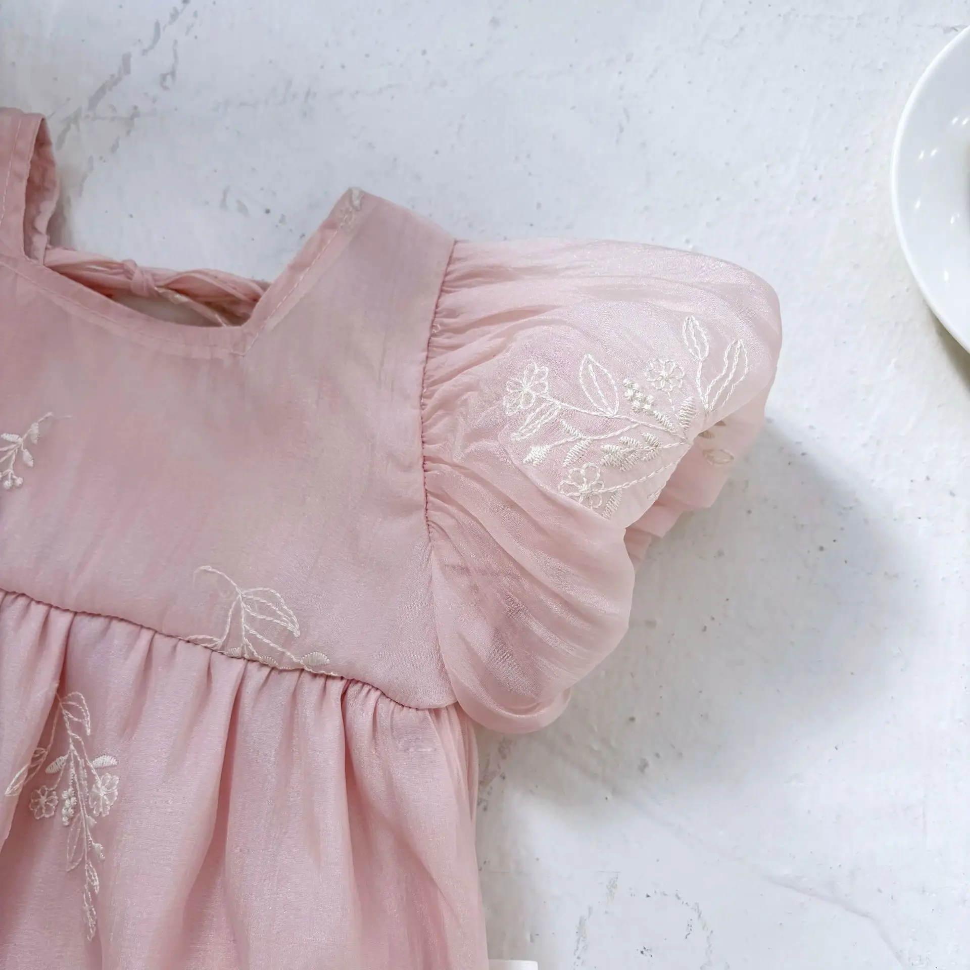 Baby Jumpsuit Summer Girl Baby Embroidered Short Sleeves Rompers Baby Thin Clothes Princess Crawling Clothes