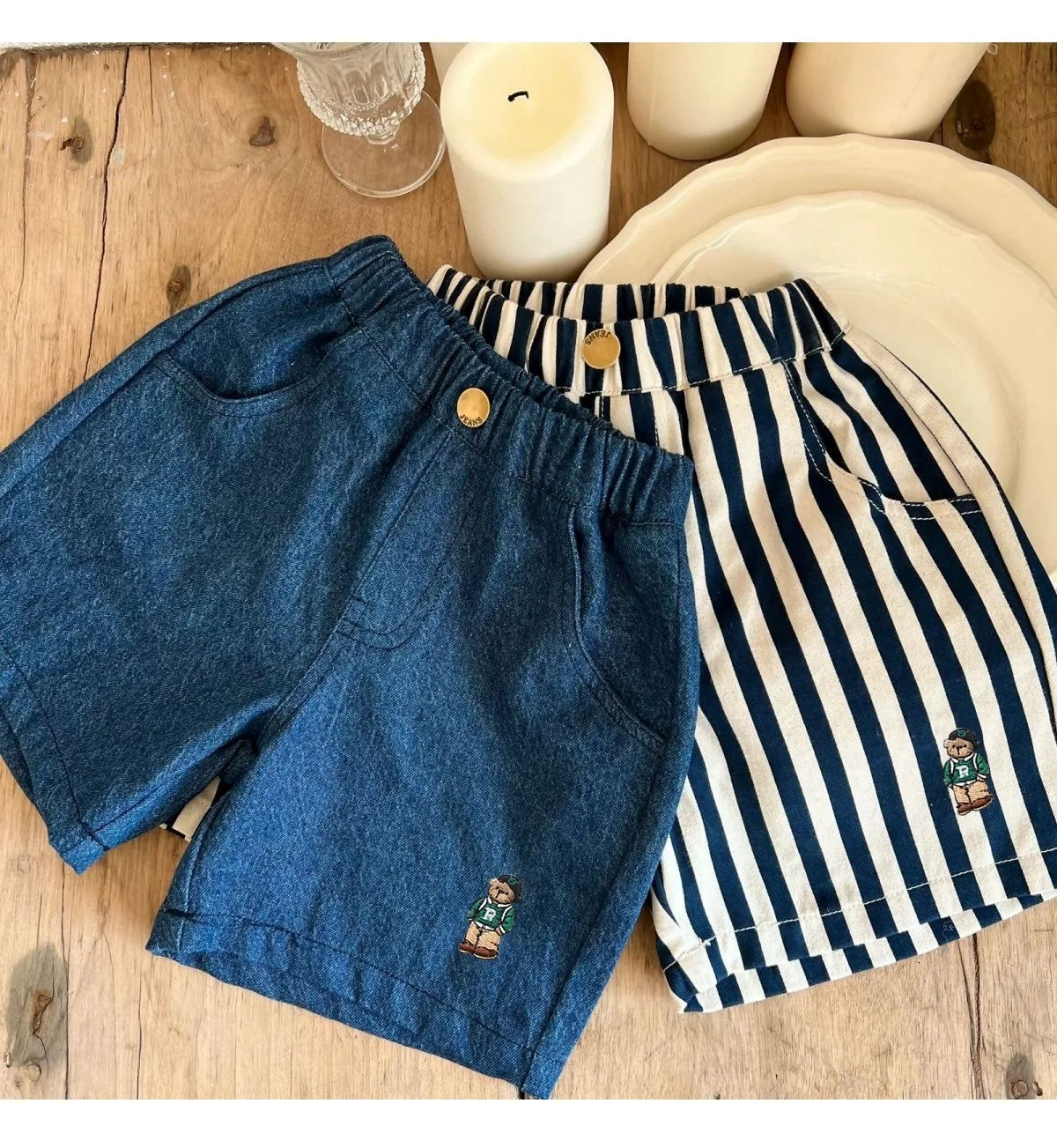 Ircomll New Classic Shorts for Boys Baby Cotton Stripe Elastics Waist Casual Summer Toddler Shorts Lightweight 9m-4 Years