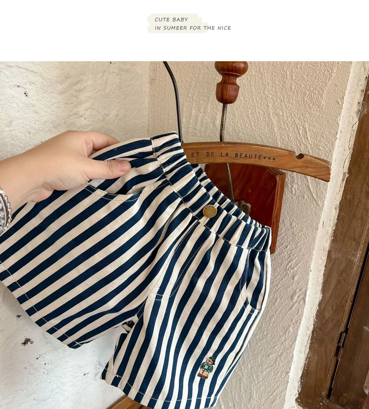 Ircomll New Classic Shorts for Boys Baby Cotton Stripe Elastics Waist Casual Summer Toddler Shorts Lightweight 9m-4 Years