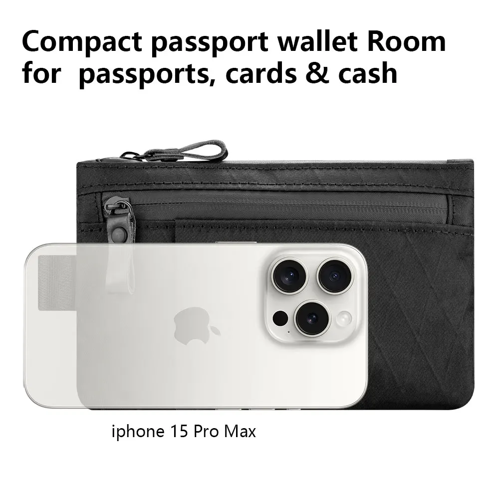 Zip Clutch with Wristband, Passport Holder Zipper Wallet and EDC Carrier - Weatherproof and RFID Blocking - 3 External Slots