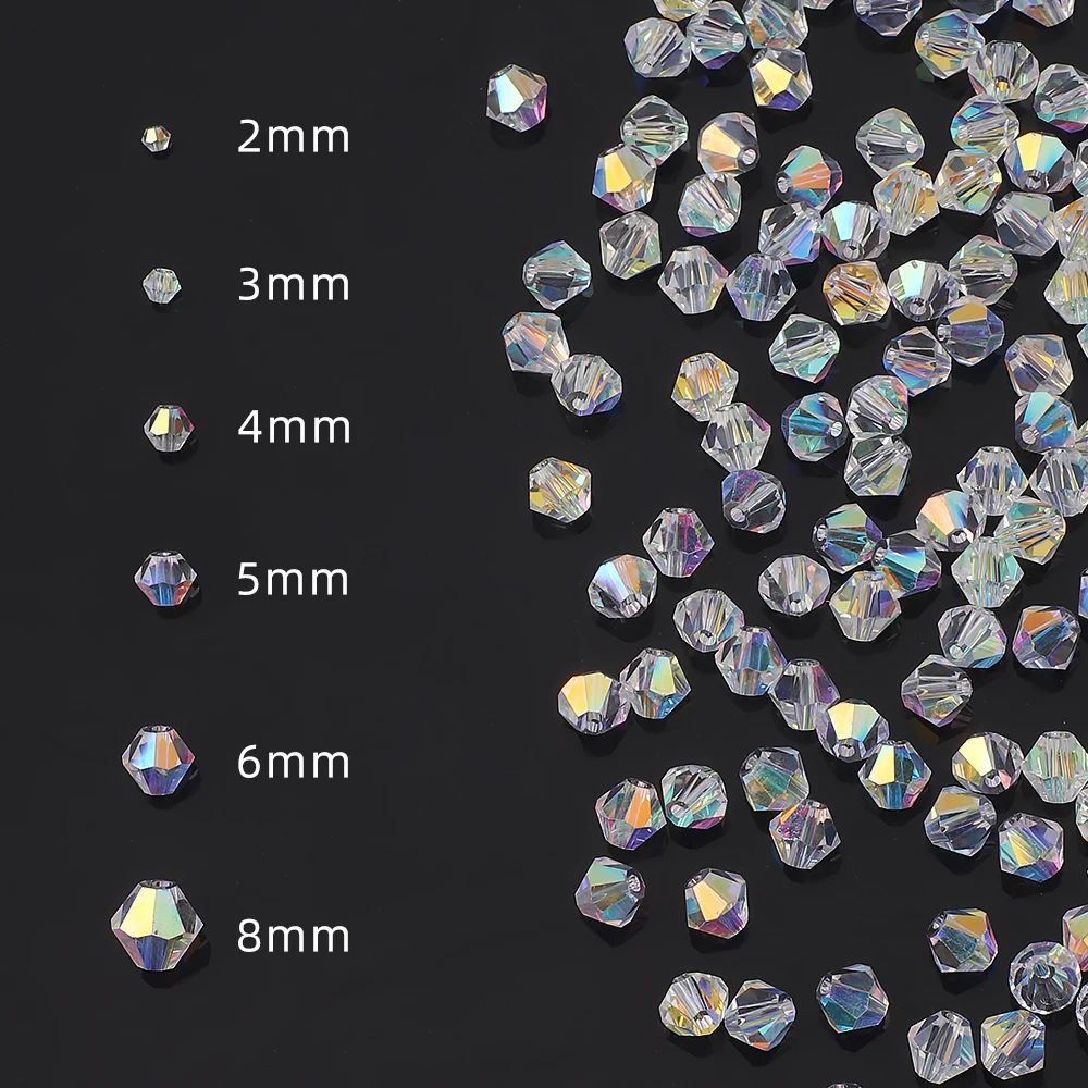 Faceted Crystal Glass Bicone Beads AAA Quality Shiny AB Finish Loose Beads for DIY Handmade Jewelry Making Bracelets Earrings