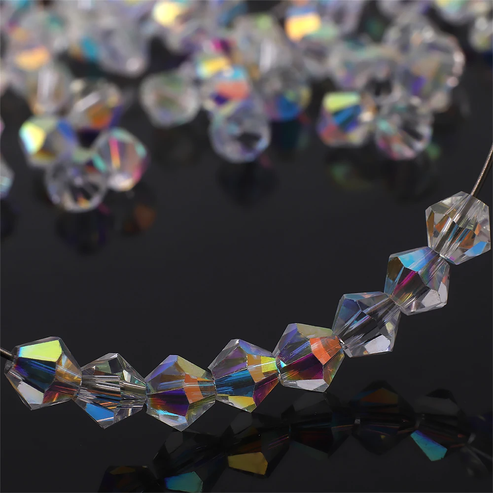 Faceted Crystal Glass Bicone Beads AAA Quality Shiny AB Finish Loose Beads for DIY Handmade Jewelry Making Bracelets Earrings