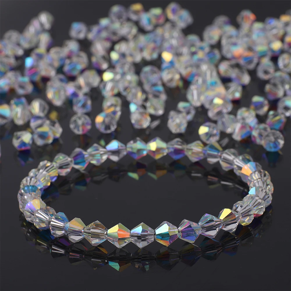 Faceted Crystal Glass Bicone Beads AAA Quality Shiny AB Finish Loose Beads for DIY Handmade Jewelry Making Bracelets Earrings