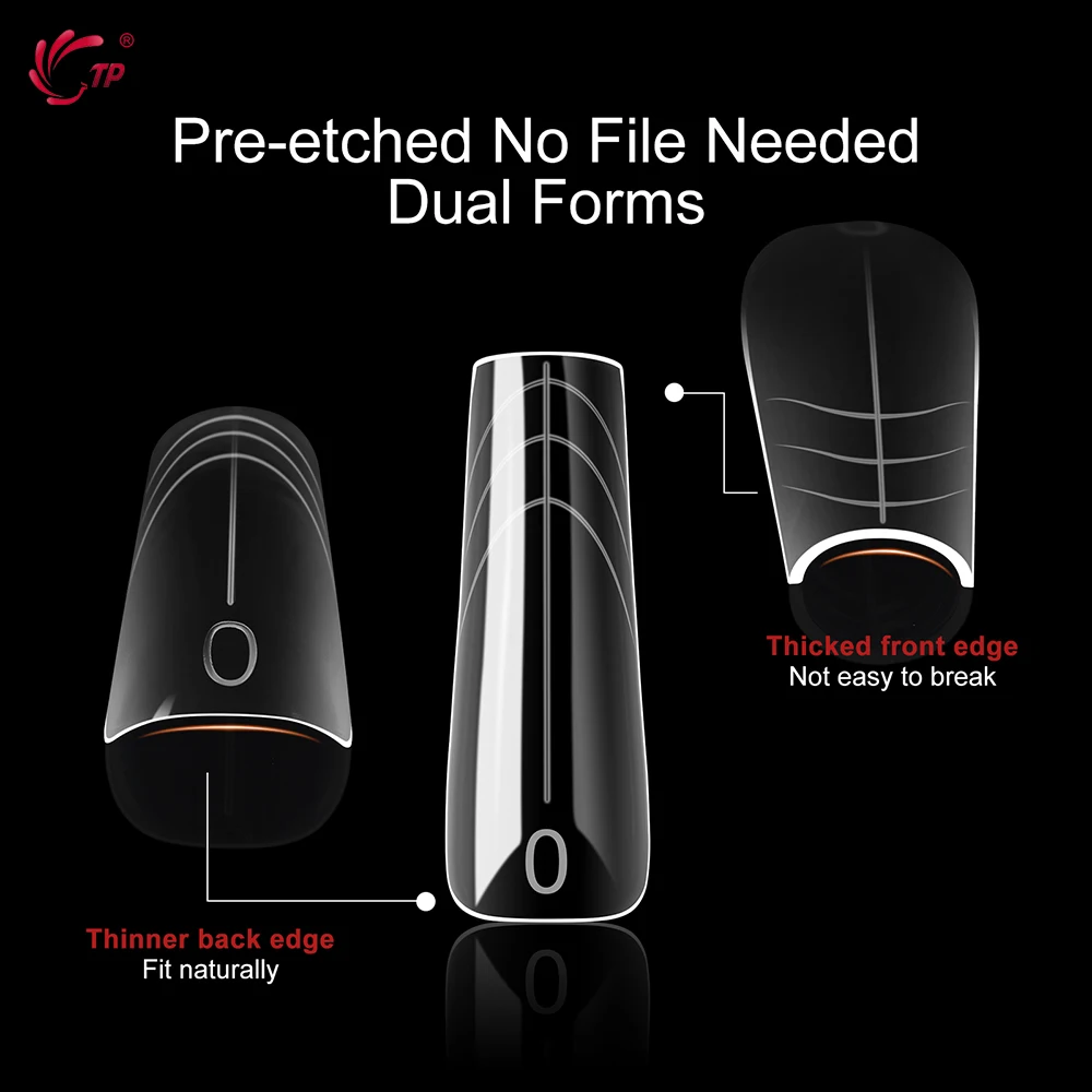 TP 150Pcs/box Nail Dual Forms Acrylic Poly Nail Gel UV Quick Building Molds 15 Sizes Reusable Nail Extension Top Manicure Tools