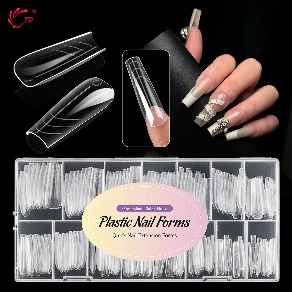 TP 150Pcs/box Nail Dual Forms Acrylic Poly Nail Gel UV Quick Building Molds 15 Sizes Reusable Nail Extension Top Manicure Tools