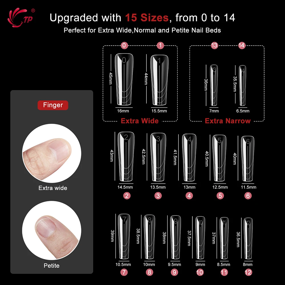 TP 150Pcs/box Nail Dual Forms Acrylic Poly Nail Gel UV Quick Building Molds 15 Sizes Reusable Nail Extension Top Manicure Tools