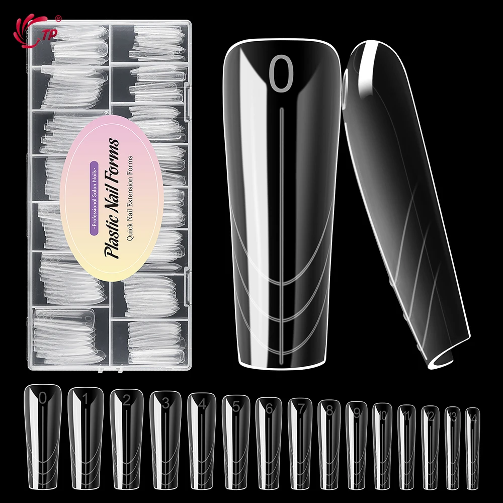TP 150Pcs/box Nail Dual Forms Acrylic Poly Nail Gel UV Quick Building Molds 15 Sizes Reusable Nail Extension Top Manicure Tools