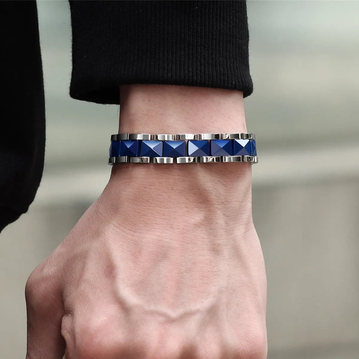 ARADOO Premium Ceramic Titanium Steel Bracelet for Men Women with Hematite Magnetic Therapy Wristband Jewelry Gifts