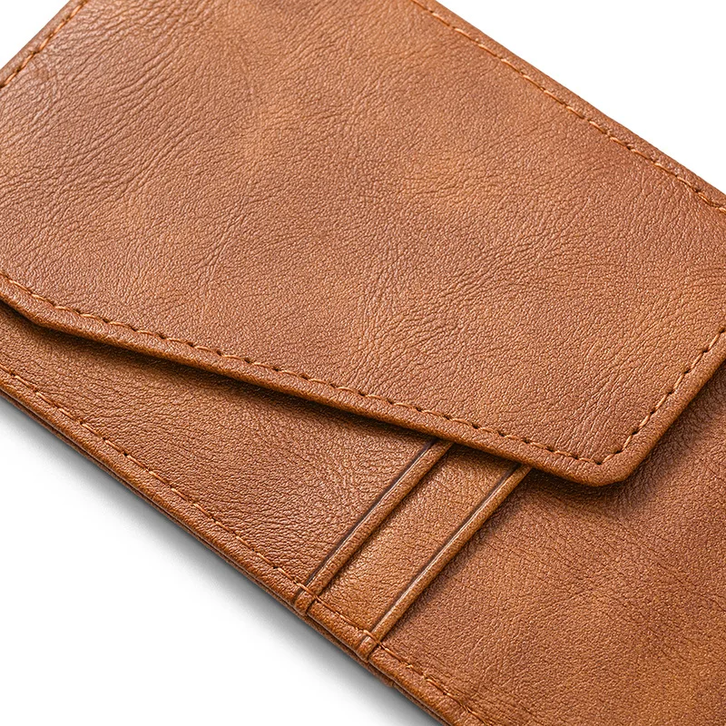 New Fashion Men's Leather Money Clips Wallet With A Metal Clamp Multifunctional Male Slim Card Purse For Money Cash Holder