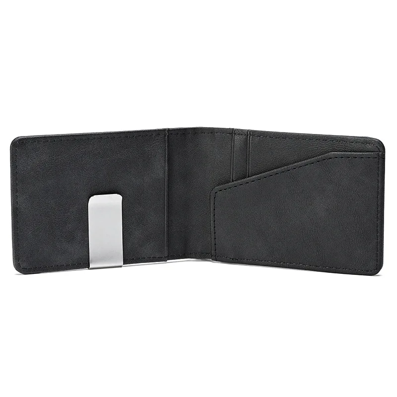 New Fashion Men's Leather Money Clips Wallet With A Metal Clamp Multifunctional Male Slim Card Purse For Money Cash Holder