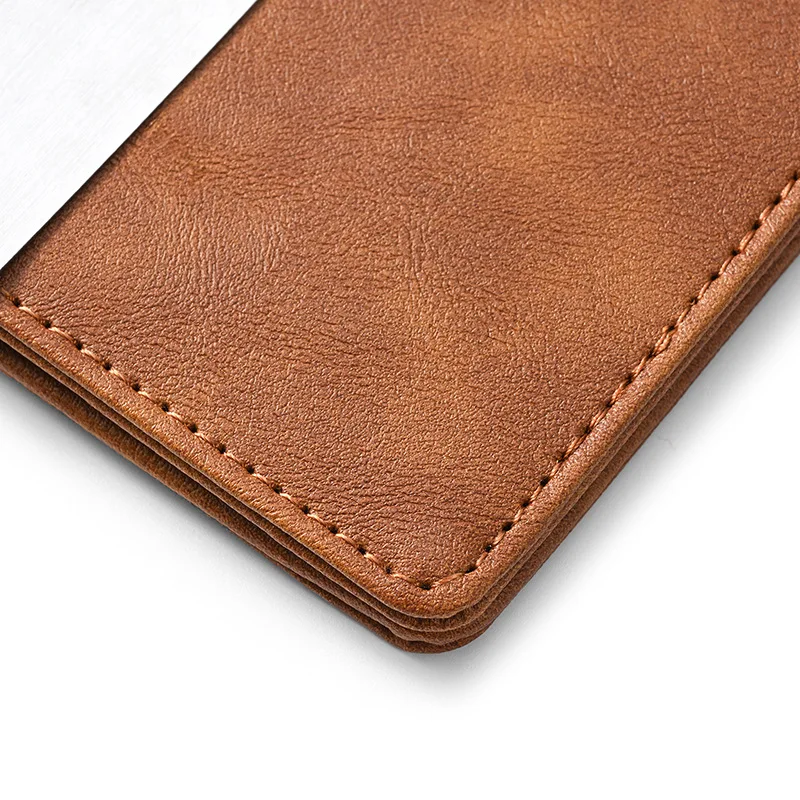 New Fashion Men's Leather Money Clips Wallet With A Metal Clamp Multifunctional Male Slim Card Purse For Money Cash Holder