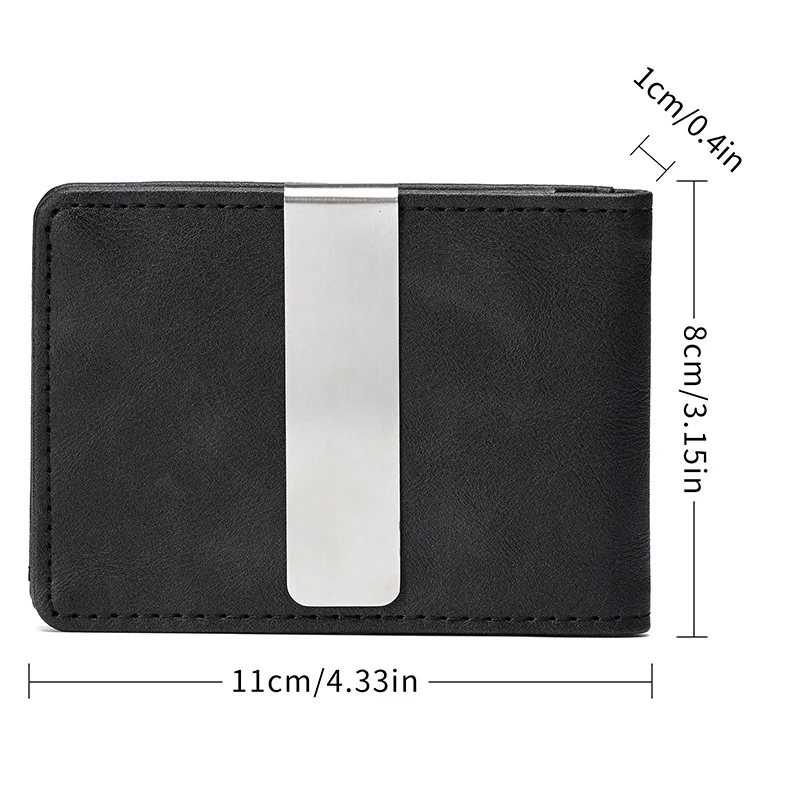 New Fashion Men's Leather Money Clips Wallet With A Metal Clamp Multifunctional Male Slim Card Purse For Money Cash Holder