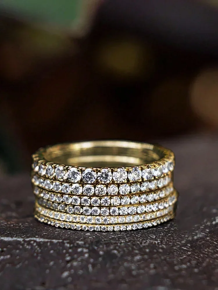 925 Sterling Silver Luxury Fashionable 1.4MM 1.6MM 1.8MM Full Zircon Ring For Women Engagement Wedding High Quality Fine Jewelry