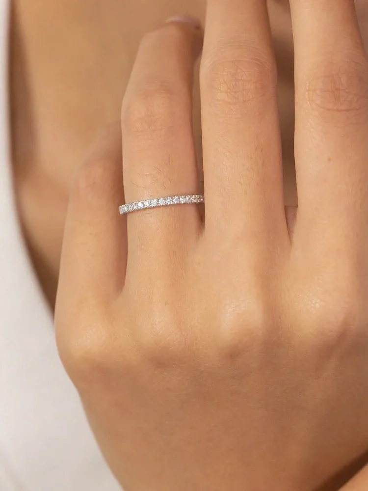 925 Sterling Silver Luxury Fashionable 1.4MM 1.6MM 1.8MM Full Zircon Ring For Women Engagement Wedding High Quality Fine Jewelry