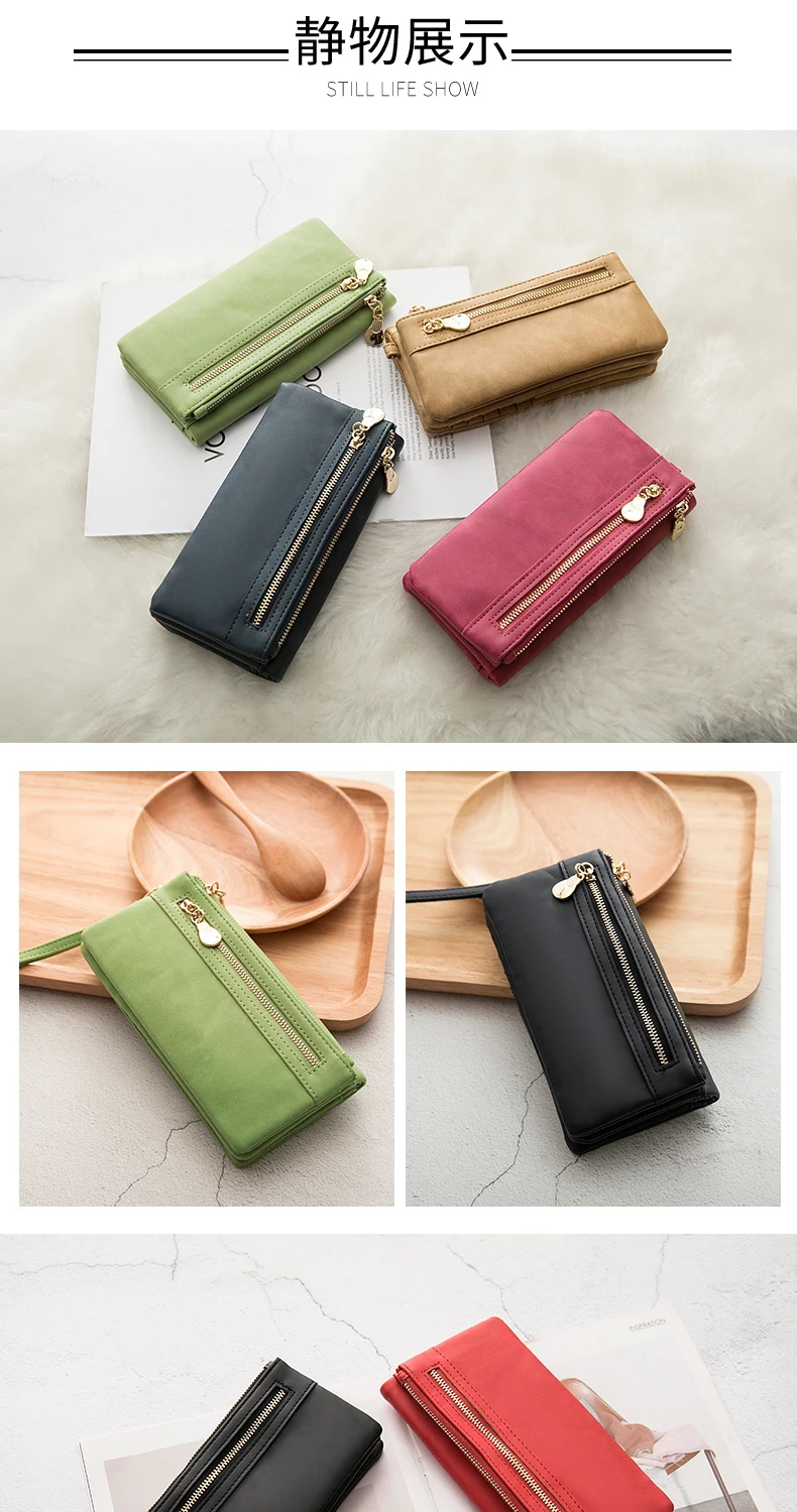 Classic Vintage Women's Long Wallet Simple Double Zipper Large Capacity Handbag PU Leather Multi-Card Slot Credit Card Holder