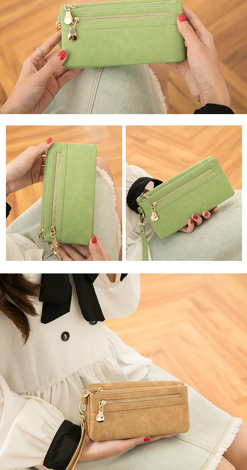 Classic Vintage Women's Long Wallet Simple Double Zipper Large Capacity Handbag PU Leather Multi-Card Slot Credit Card Holder