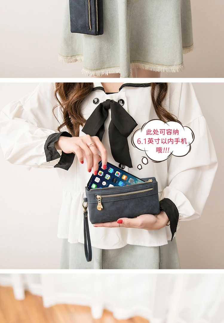 Classic Vintage Women's Long Wallet Simple Double Zipper Large Capacity Handbag PU Leather Multi-Card Slot Credit Card Holder